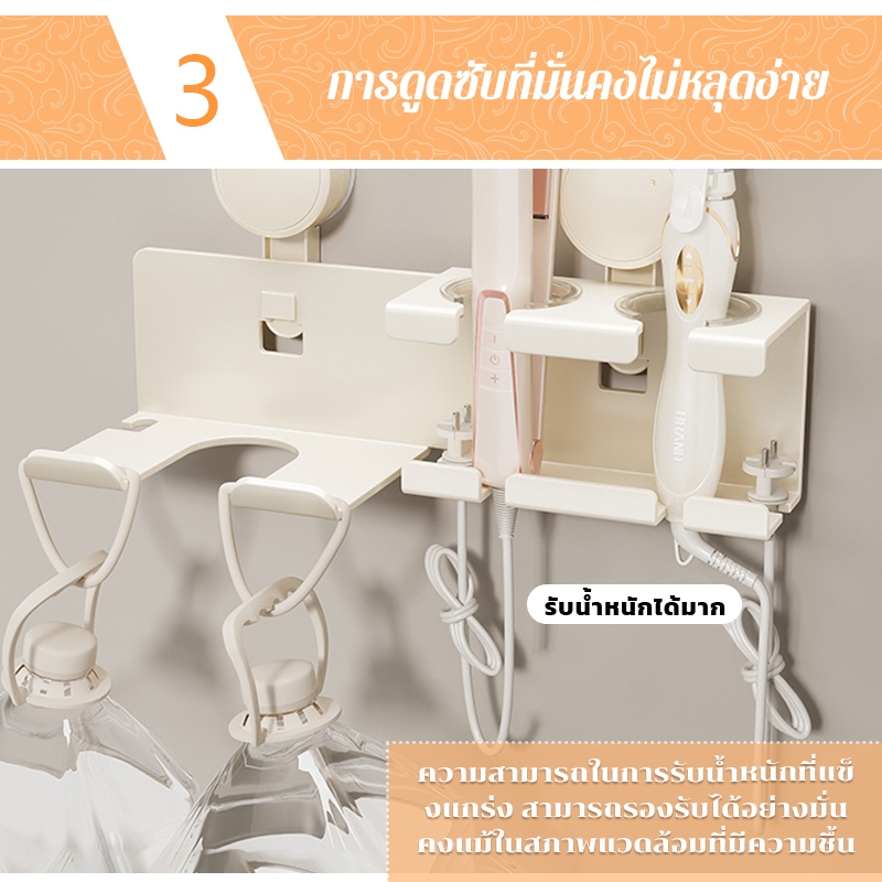 ชั้นวางไดร์เป่าผม ที่แขวนไดร์เป่าผม ติดผนัง ที่เก็บไดร์เป่าผม อลูมิเนียมคุณภาพสูง ไม่ต้องเจาะผนัง - รูปที่ 2