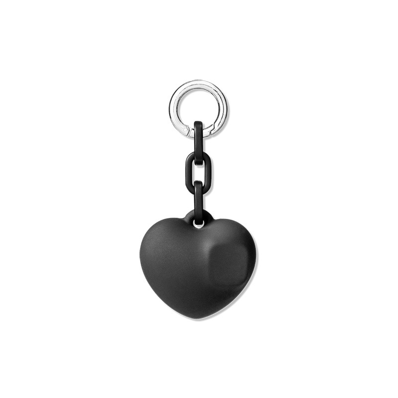 Street Wear Same Style Chain.Swelling Heart Phone Charm Black Love Key Ring Pendant Chain