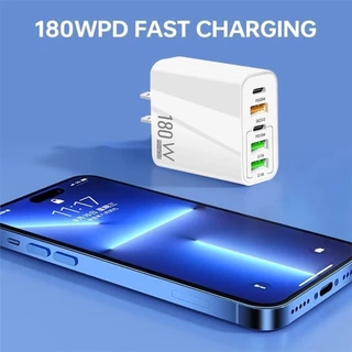 อะแดปเตอร์ชาร์จเร็ว 180W USB QC 3.0 PD USB Type C หัวชาร์จเร็ว 5 พอร์ต หัวชาร์จ Adapter สําหรับ Laptop/Type-C/phone
