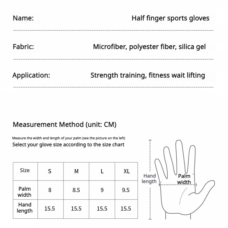 ถุงมือฟิตเนสครึ่งนิ้วและสายรัดข้อมือ สำหรับยกน้ำหนัก อุปกรณ์เสริมการฝึกฝนที่ดีเยี่ยม - รูปที่ 2