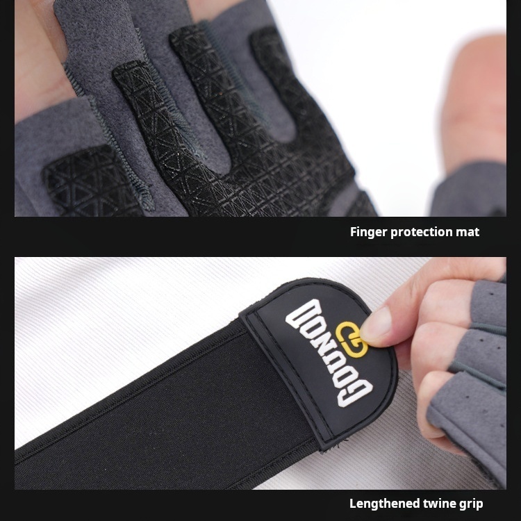 ถุงมือฟิตเนสครึ่งนิ้วและสายรัดข้อมือ สำหรับยกน้ำหนัก อุปกรณ์เสริมการฝึกฝนที่ดีเยี่ยม - รูปที่ 4