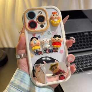 สไตล์ใหม่ 11 ตุ๊กตาสามมิติ 12 ที่วางกระจก 13 เหมาะสําหรับ Apple 16promax เคสโทรศัพท์ 7 Creative 14 การ์ตูน x น่ารัก iPhone15 กันกระแทก xr เคสป้องกัน