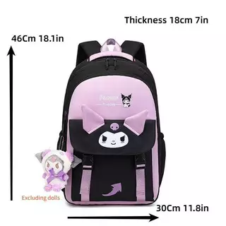 กระเป๋าเป้ Sanrio น่ารัก Kuromi กระเป๋านักเรียนนักเรียนความจุขนาดใหญ่กระเป๋าลำลองของขวัญสำหรับเด็ก