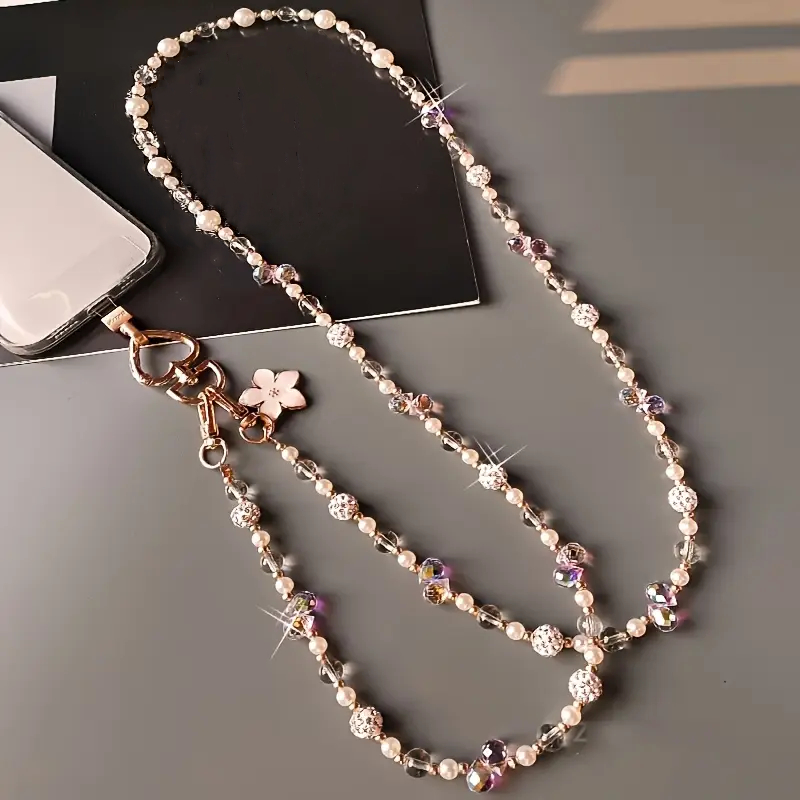 ยาวน่ารักลูกปัดโทรศัพท์มือถือเชือกเส้นเล็กแขวนคอมุกโซ่โทรศัพท์มือถือโซ่กระเป๋าแนวทแยงโซ่