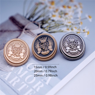 กระดุมโลหะ ทรงกลม สีทอง สีดํา สไตล์วินเทจ สําหรับเย็บผ้า 15 …