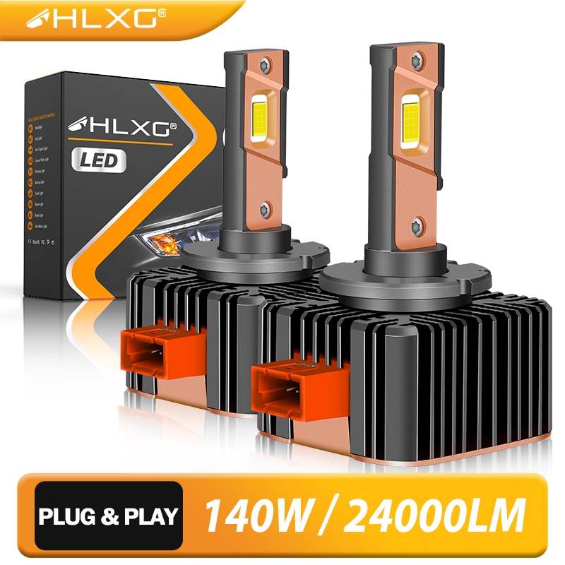 HLXG Super Bright Canbus D2S D1S D3S D4S หลอดไฟหน้ารถยนต์เทอร์โบ LED D5S D8S D1R D2R D3R ชิป CSP 40000LM 6000K 90W 1:1 ไฟตัดหมอกหลอดไฟรถยนต์