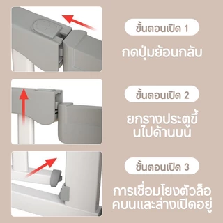 150cm ประตูกั้นแมว รั้วกันแมว การเข้ารหัส เปิดประตูสองทาง เหมาะสำหรับเด็กบันไดแมวสุนัขสัตว์เลี้ยง