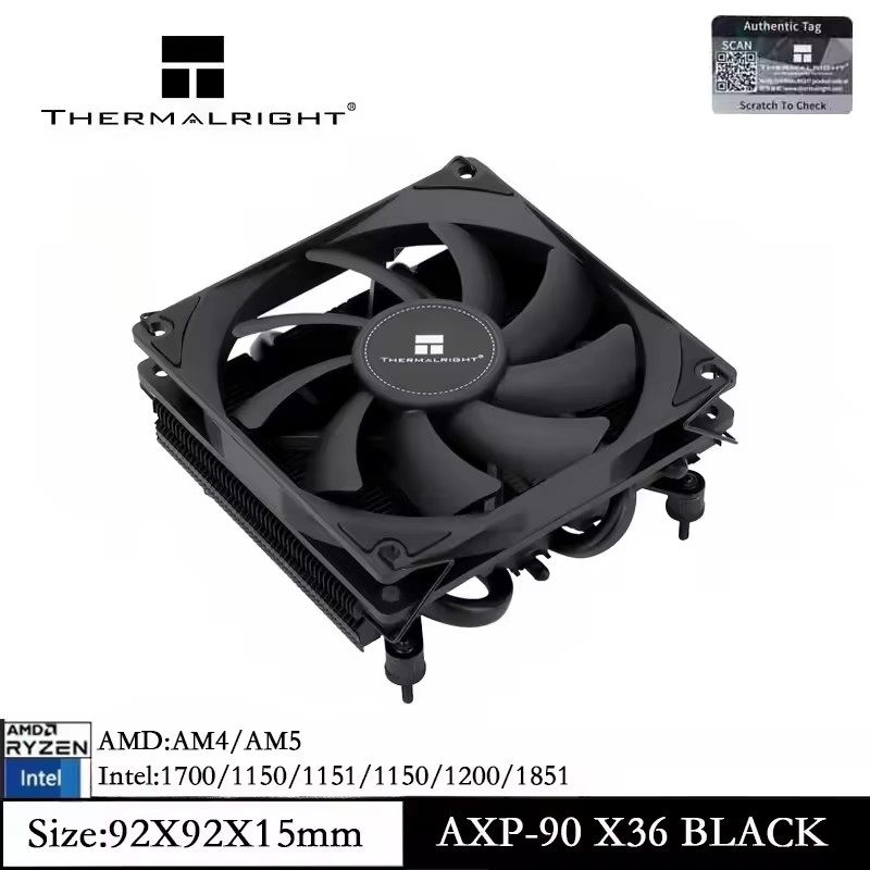 Thermalright AXP90-X36 สีดํา 4 Heatpipe Down Pressure Cooler 36 มม.ความสูงกรณี CPU Cooling 92 มม.PWM