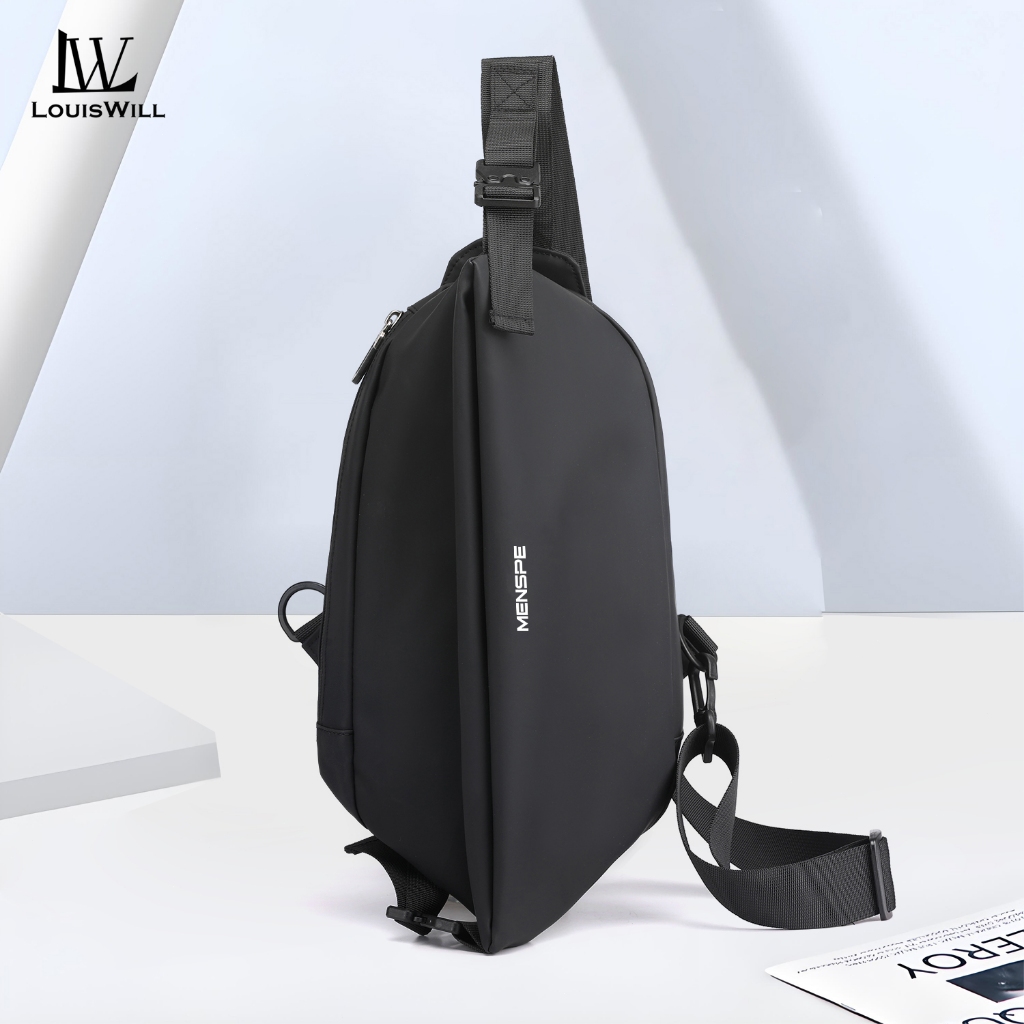 Louiswill Men Bag Nylon Chest Pack Functional Chest Bag Crossbody Beg Zipper Bag Sports Bag Waterproof Bag Street Shoulder Bag Messenger Bag