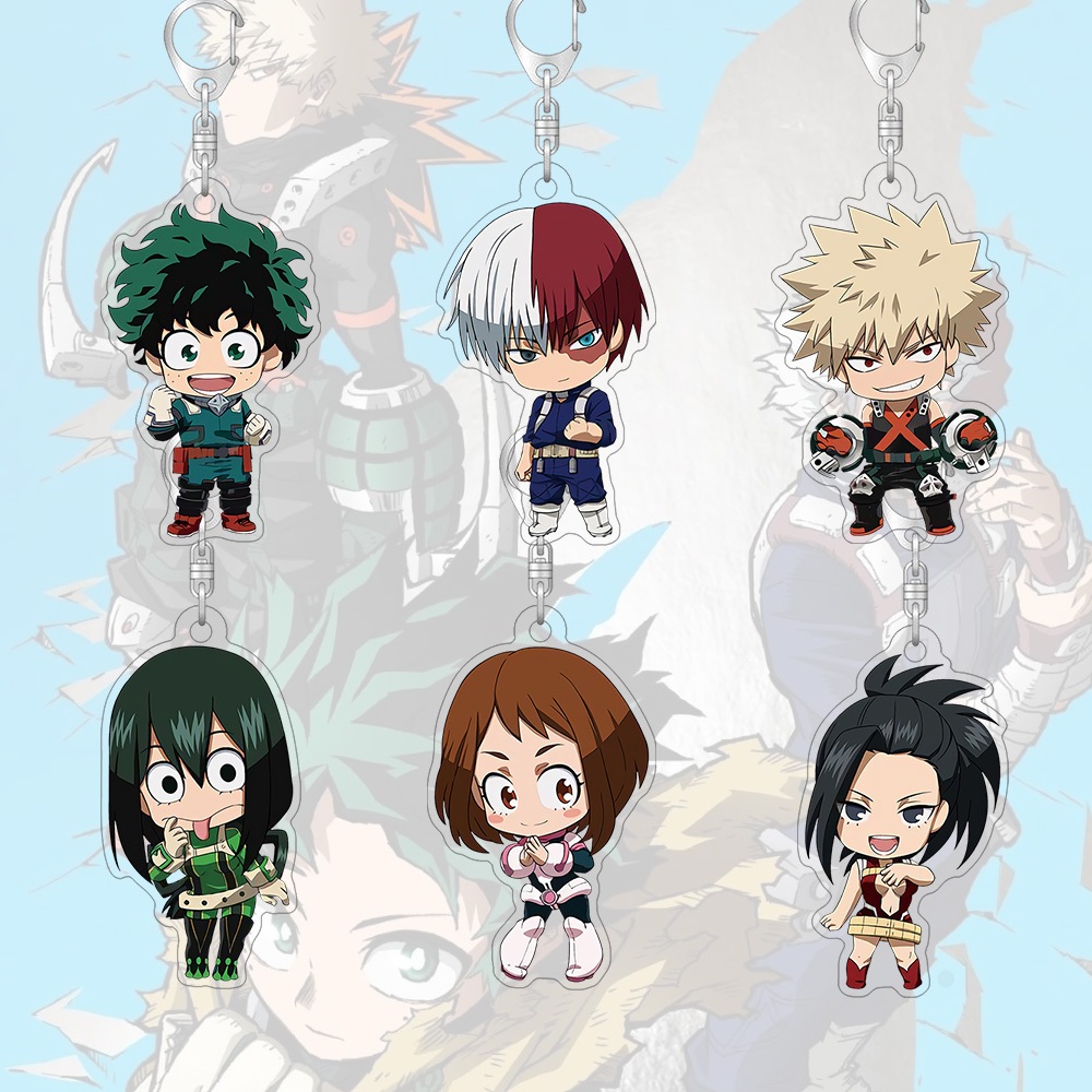 พวงกุญแจอะคริลิค My Hero Academia ตัวการ์ตูนอะนิเมะน่ารักกระเป๋าตกแต่งกระเป๋านักเรียนจี้ขนาดเล็กของขวัญ 55 มม.แหวนกุญแจ