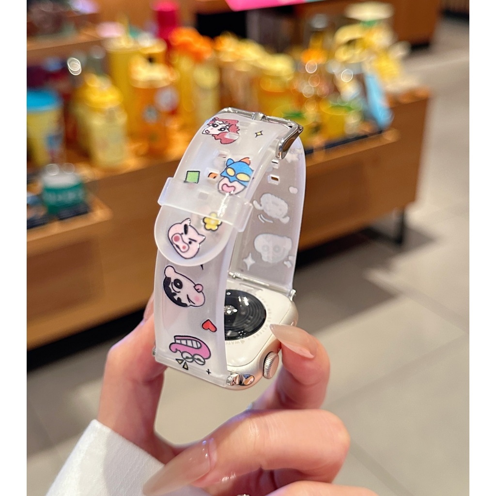 Clear Watch Strap For A-pple Watch Strap Series10 9 87654321,SE ,SE2, Ultra i watch สาย Size 41mm 45