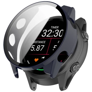 กรณีคอมพิวเตอร์แข็งพร้อมฝาป้องกันหน้าจอฟิล์มแก้วนิรภัยสำหรับ Garmin Forerunner 570 47mm 42mm