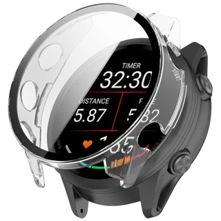 กรณีคอมพิวเตอร์แข็งพร้อมฝาป้องกันหน้าจอฟิล์มแก้วนิรภัยสำหรับ Garmin Forerunner 570 47mm 42mm
