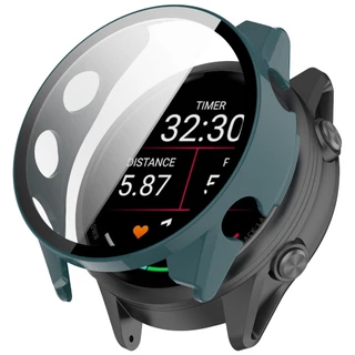 กรณีคอมพิวเตอร์แข็งพร้อมฝาป้องกันหน้าจอฟิล์มแก้วนิรภัยสำหรับ Garmin Forerunner 570 47mm 42mm