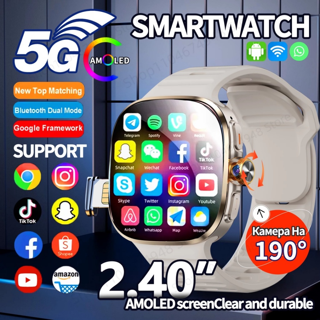 M99 Smartwatch 2.4 นิ้ว Larger Amoled หน้าจอ 12 แผงเมนูสมาร์ทวอทช์พร้อม 190° กล้องหมุน 2100Mah แบตเต