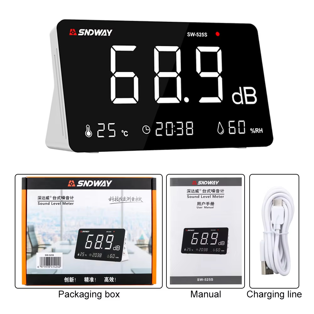 SNDWAY Digital 4 in 1 เครื่องวัดระดับเสียงอุณหภูมิความชื้น 30 ~ 130db Decibel Meter เครื่องมือวัดเสียงเครื่องวัดเสียงรบกวน - รูปที่ 5