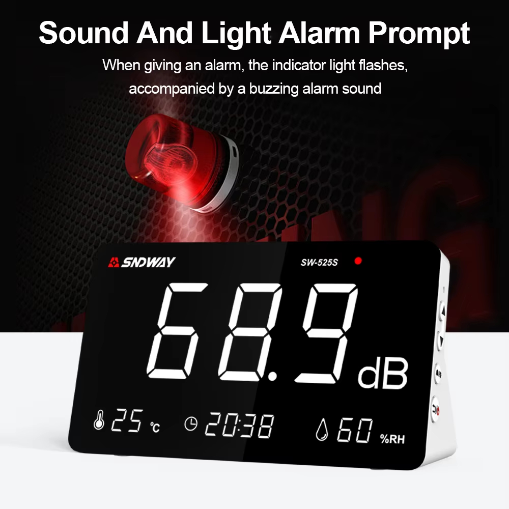 SNDWAY Digital 4 in 1 เครื่องวัดระดับเสียงอุณหภูมิความชื้น 30 ~ 130db Decibel Meter เครื่องมือวัดเสียงเครื่องวัดเสียงรบกวน - รูปที่ 3