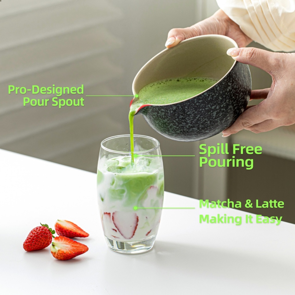 TEANAGOO chawan เต่ามยวเต่า ทัวร์แลนด์ ชามมัทฉะ ชุดชา (7ชิ้น) ชุดปัดมัทฉะ ชามมัทฉะพร้อมพวยไม้ไผ่ มัทฉะปัด (Chasen) ตัก (chashaku) ที่ใส่ชาทําชา Ki