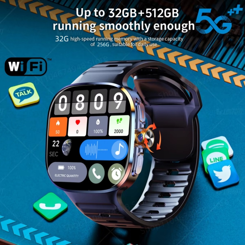 ใหม่ M99 5G Cellular Smartwatch 2.4 นิ้ว AMOLED หน้าจอขนาดใหญ่ Android OS กล้องโรตารีซิมการ์ดสล็อต W