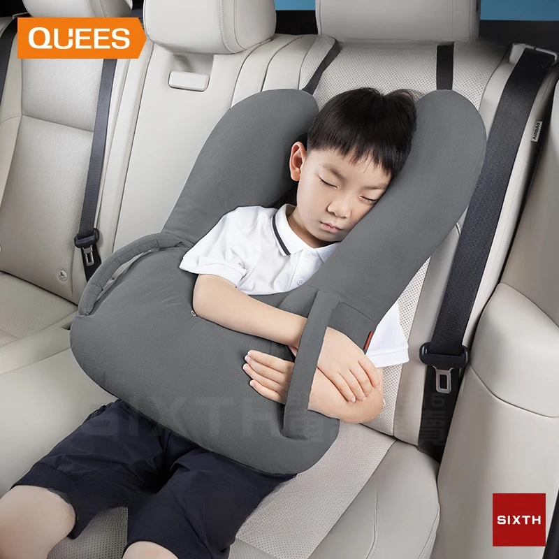 QUEES หมอนรองนั่งในรถยนต์ หมอนหนุนเด็กปลอดภัย หมอนหนุนเด็กปลอดภัย ปลอกหุ้มเข็มขัดนิรภัย รองคอ ป้องกันคอ สําหรับเด็ก รองคอ รูปตัว U ลายการ์ตูน