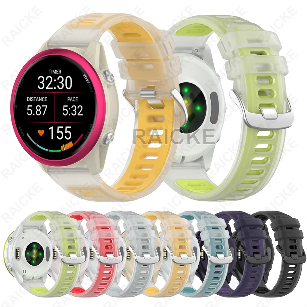 20 มม.เยลลี่สีสายรัดกีฬาสําหรับ Garmin Vivoactive 5/ Vivoactive 6/ Vivoactive 3 Music/Forerunner 55 / 70 / 170 / 165 / 245 / 645 / 158 / 168 / Approach S50 / 570 42mm