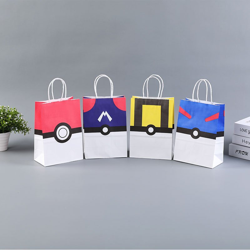 21*15*8ซม.น่ารักอะนิเมะPokemon Pikachu Bulbasaur Jigglypuff Squirtleการ์ตูนพิมพ์ถุงกระดาษกระเป๋าวันเกิดตกแต่งสําหรับเด็ก4สี