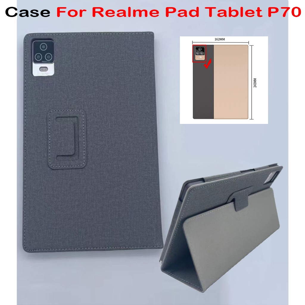 สําหรับRealme Padแท็บเล็ตP70 Androidแท็บเล็ตสําหรับRealme Pad P70 คุณภาพสูงสีเทาเข้มผ้ารูปแบบPUหนังฝ