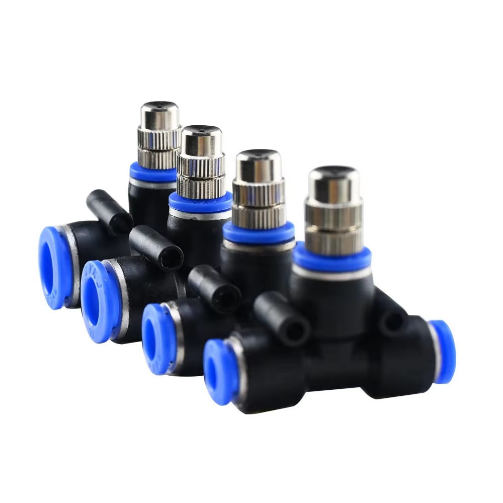 8 มม.ปรับ Push เพื่อเชื่อมต่อ Misting หัวฉีด 6/8/10/12 มม.T Connectors สําหรับ Garden Water Sprayer