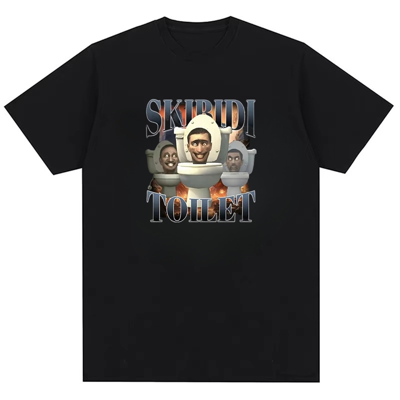 Skibidi toilet Sigma Ohio Gyatt รูปแบบสนุกผ้าฝ้ายแท้พิมพ์เสื้อยืดผู้ชายแฟชั่นด้านบน