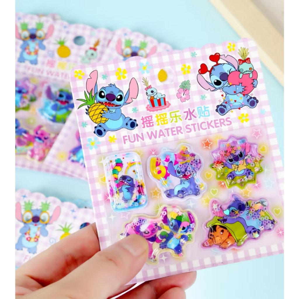 Stitch  Yao Yao Le สุดคิ้วท์สไตล์สร้างสรรค์สติกเกอร์น้ำ 3D