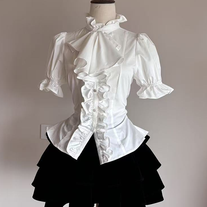 Lolita Night/Gothic สไตล์เอว Cinched แขนสั้น Lolita Top