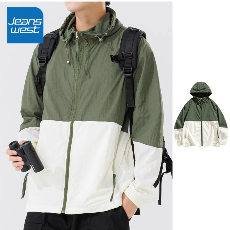 Jeanswest เสื้อกันแดดคู่รักผ้าเย็น UPF50+ กลางแจ้ง มีฮู้ดทรงหลวม บางเบาระบายอากาศดี กันยูวีร้อนนี้