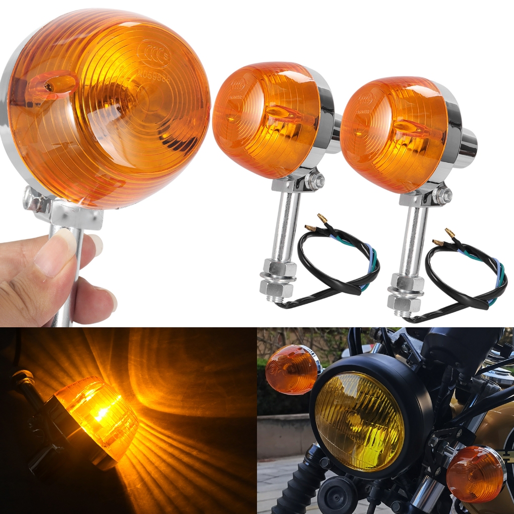 2pcs ไฟเลี้ยวรถจักรยานยนต์ไฟกระพริบ Amber โคมไฟสําหรับ Honda XL100 C70 CT70 CT90 CB350 CM400 CB450 CB750 ตัวบ่งชี้ Flashers