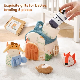 Montessori ของเล่น Mini House Baby Plush ของเล่นเด็กมือ Eye การประสานงาน Sensory ปริศนาของเล่นสีและรูปร่างความรู้ความเข้าใจ