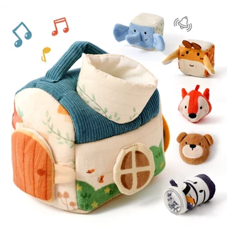 Montessori ของเล่น Mini House Baby Plush ของเล่นเด็กมือ Eye การประสานงาน Sensory ปริศนาของเล่นสีและรูปร่างความรู้ความเข้าใจ