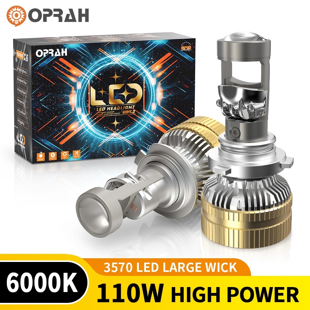 Oprah 2pcs A90 110W High Power Super Bright H4 LED ไฟหน้า 3570 ไฟหน้า H7 H11 9005 9006 ไฟหน้ารถหลอดไฟต่ําสูง 6000K