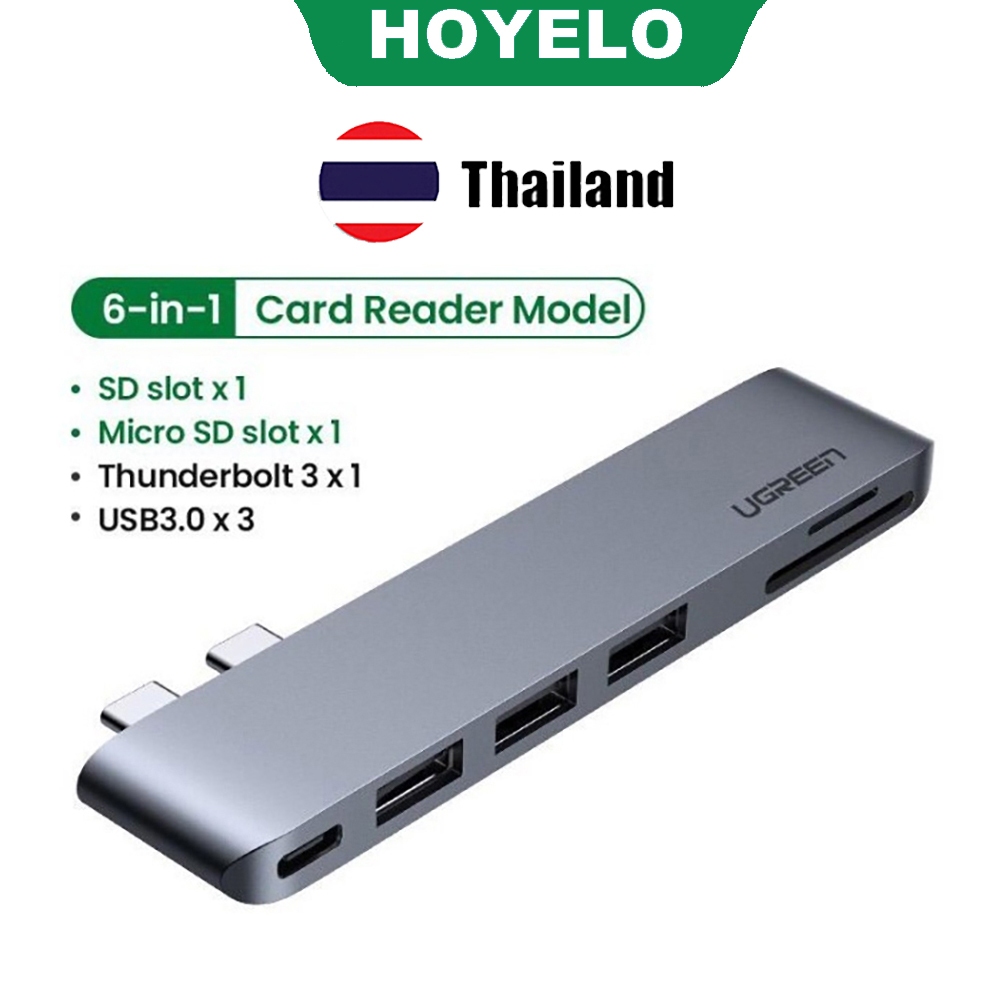 UGREEN 6 IN 1 USB C Hub Dual Type C ถึง USB 3.0 Splitter อะแดปเตอร์ พร้อมการชาร์จ 4K HDMI 100W PD
