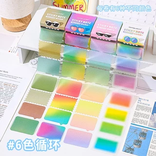 Languo Dopamine Sticky Notes ดึงออก Sticky Notes Pearlescent แผ่นโน้ตโปร่งใส Office School Sticky Note Supply 105 แผ่น