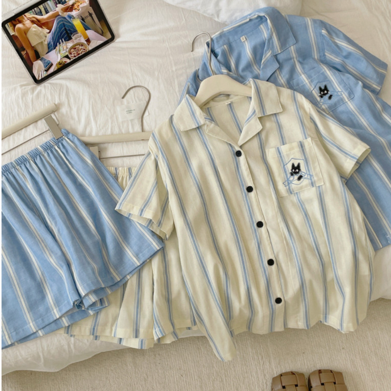 ส่งไวจากไทย ชุดนอน ชุดนอนผู้หญิง แขนสั้นขาสั้น งานใส่สบาย