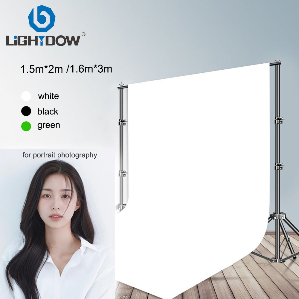 Lightdow 1.6m*3m/1.5m*2m ฉากหลังสําหรับสตูดิโอถ่ายภาพสีขาว/สีดํา/สีเขียวพื้นหลังผ้า