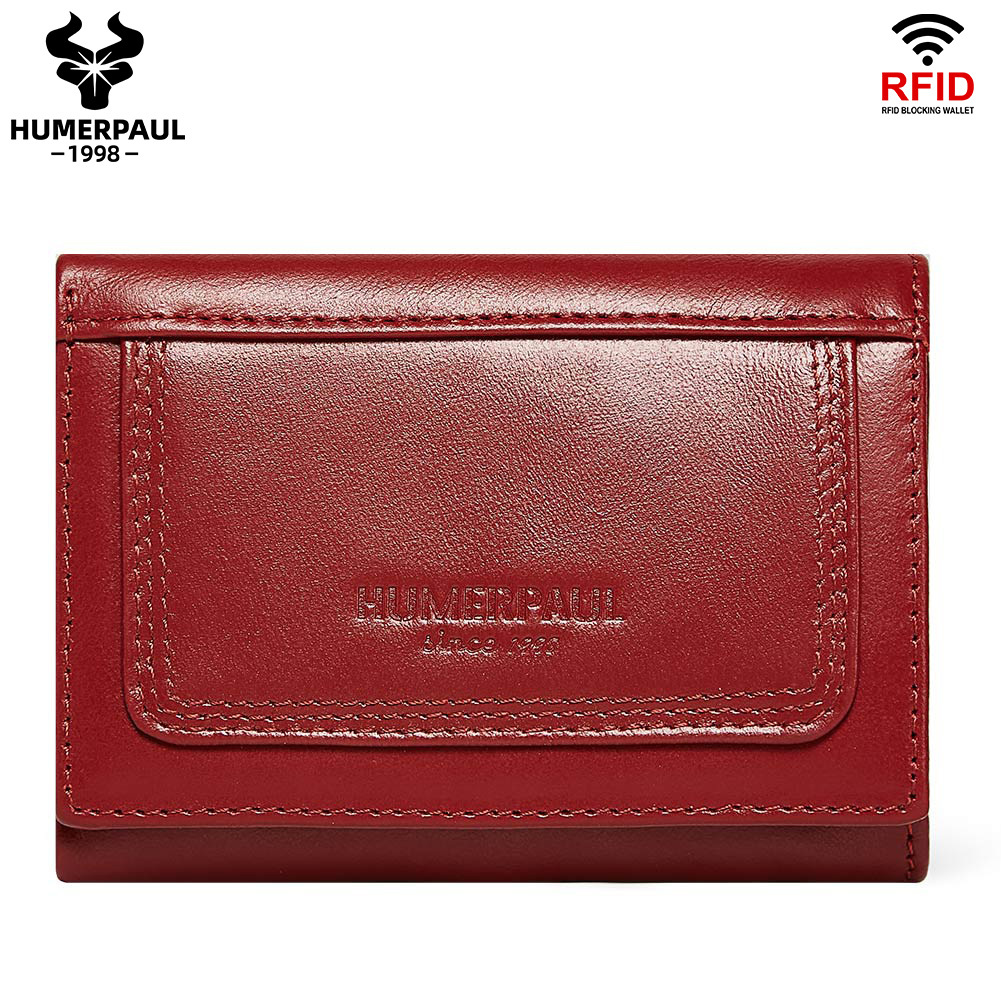 HUMERPAUL กระเป๋าสตางค์หนังวัวสำหรับผู้หญิง สไตล์เรโทร หลายช่องเก็บบัตร รหัส модели BP992