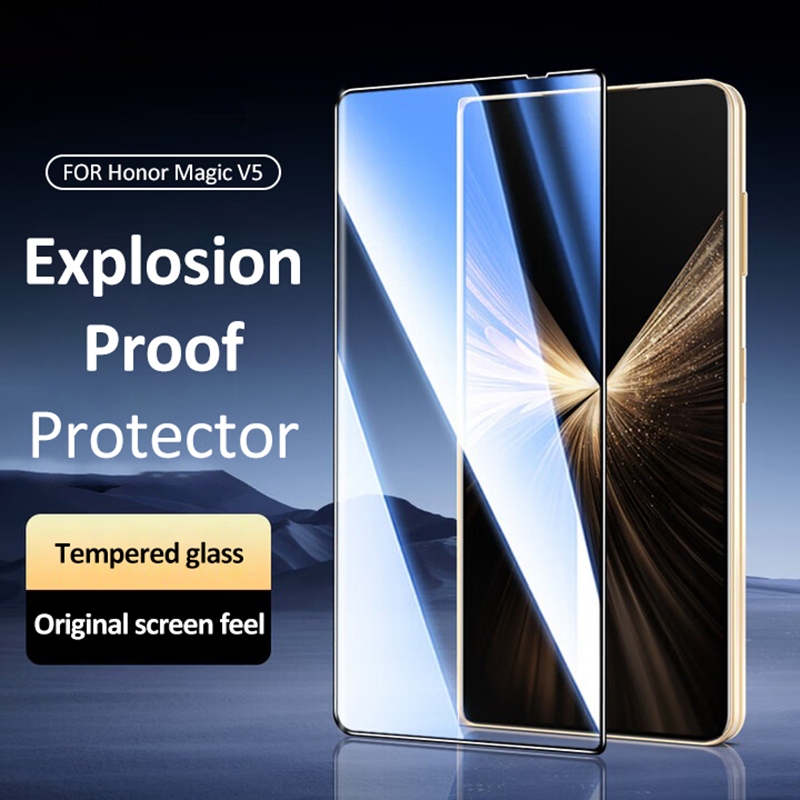 ปลดล็อคลายนิ้วมือสําหรับ Honor Magic V5 V3 V2 ครอบคลุมกาวเต็มโค้งกระจกนิรภัยป้องกันหน้าจอ