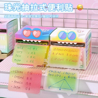 Languo Dopamine Sticky Notes ดึงออก Sticky Notes Pearlescent แผ่นโน้ตโปร่งใส Office School Sticky Note Supply 105 แผ่น