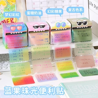 Languo Dopamine Sticky Notes ดึงออก Sticky Notes Pearlescent แผ่นโน้ตโปร่งใส Office School Sticky Note Supply 105 แผ่น