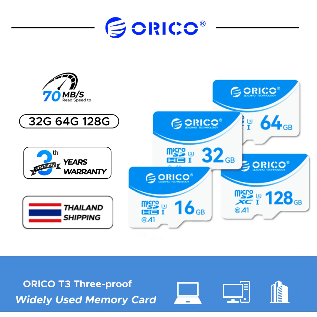 ORICO การ์ดหน่วยความจํา Micro SD Card 128GB 64GB 32GB 16GB ใช้กับกล้องวงจรปิด/กล้องเด็ก (T3)