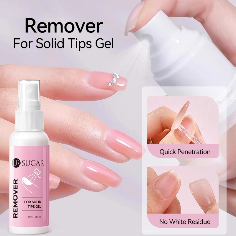 【Local】UR SUGAR 55ml เคล็ดลับเล็บปลอม Remover สําหรับเคล็ดลับแข็งเจล Remover เล็บของเหลวง่ายต่อการ Soften Remover กดบนเล็บเจลเคล็ดลับปลอม เครื่องมือ