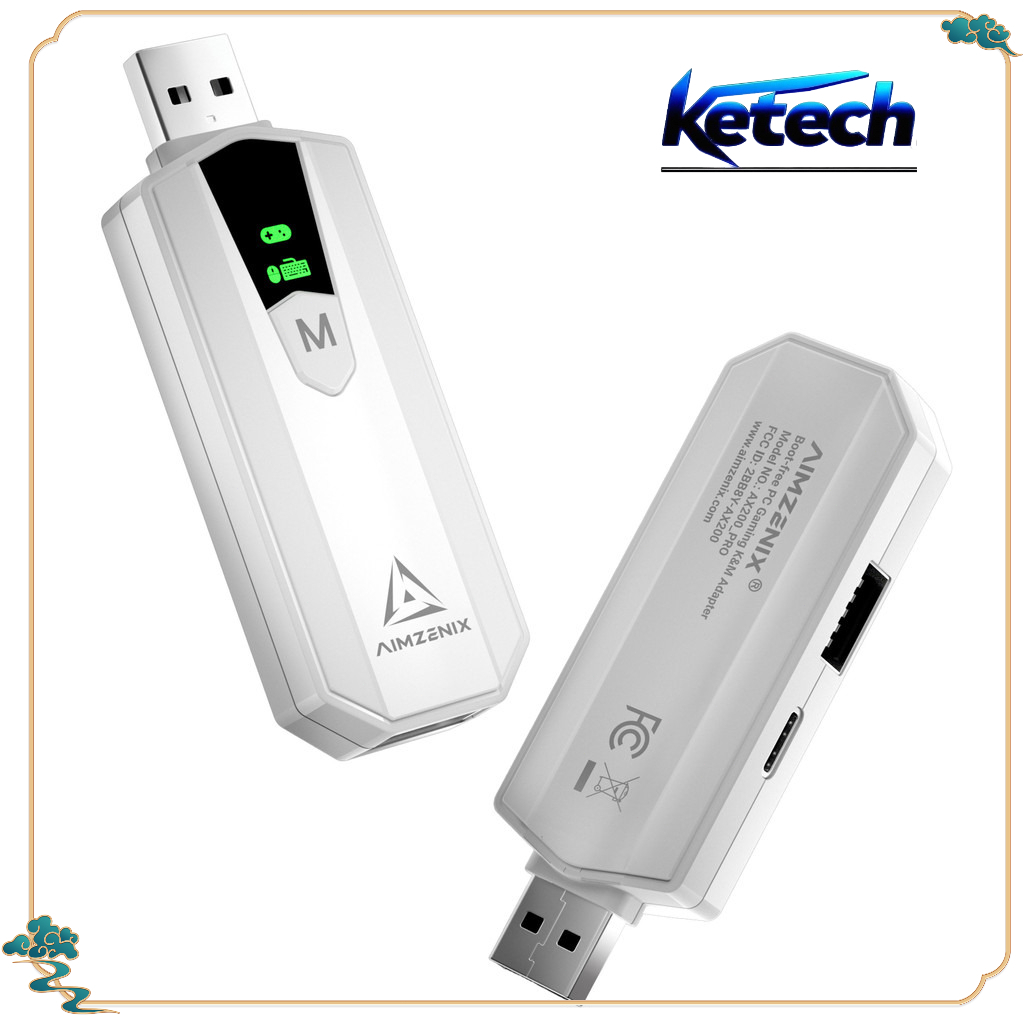 AIMZENIX AX200PRO คีย์บอร์ดเมาส์อะแดปเตอร์, ตัวแปลงประสิทธิภาพสูง| เข้ากันได้กับเกม FPS ยอดนิยม | 20