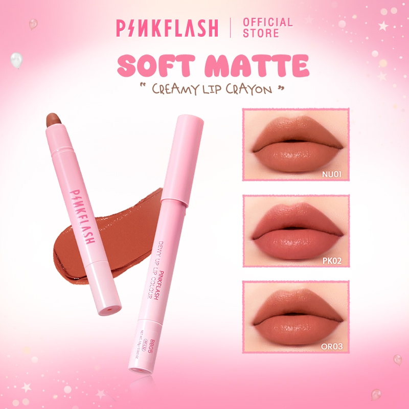 【ลดราคาล้างสต็อก！】PINKFLASH Soft Matte Creamy Lip Crayon Lip Stick No Clumps High Pigment Texture น้ําหนักเบา Moisturizing