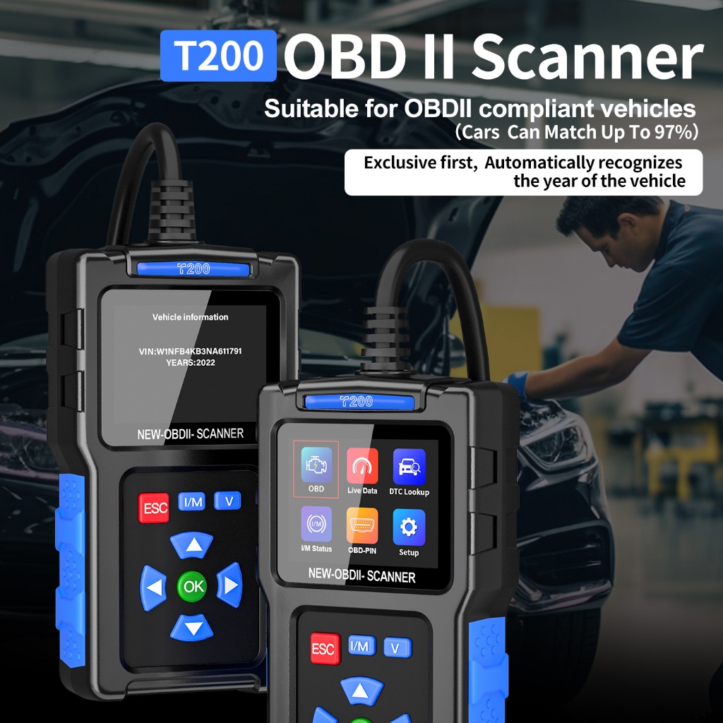 T200 OBD2 เครื่องสแกนเนอร์ I/M Status Code Reader โหมด 6 โหมด 8 สแกนเครื่องมือ ECU Info ข้อมูลสด O2 
