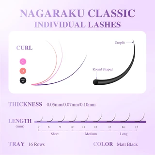 NAGARAKU Air Series ต่อขนตาคลาสสิกรอบพรีเมี่ยม Ultra Feather Light ขนตาปลอม